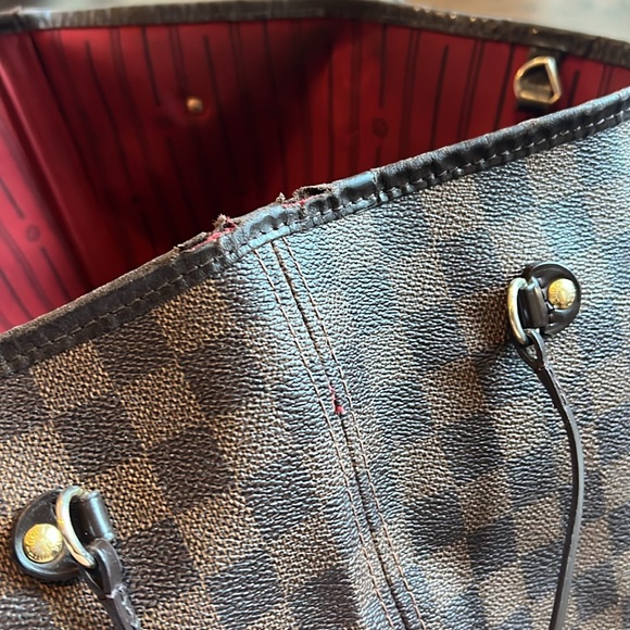 Authentic LV Neverfull Damier MM Cherry Used - Picture 12 of 13